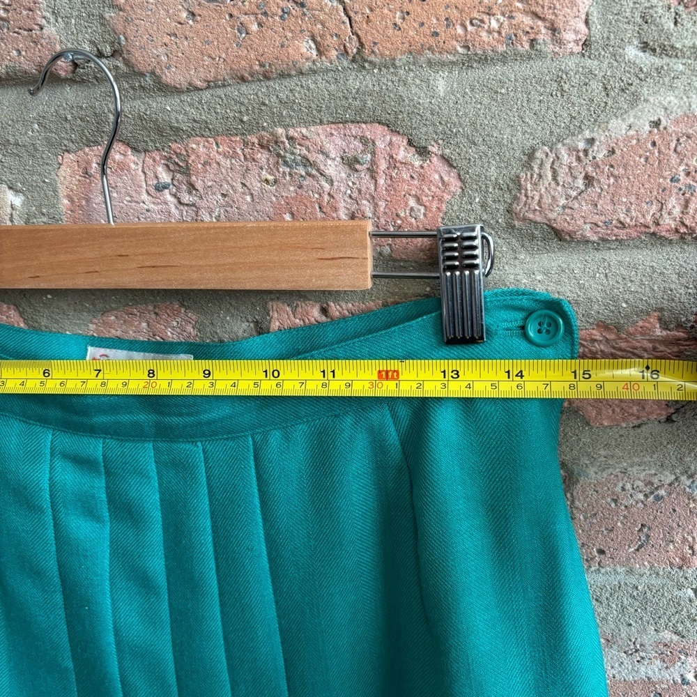 Vintage Teal Pleated Skirt fit women medium - Picture 7 of 8